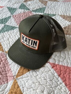 Katin Olive Green and Black Trucker Cap with Orange Patch Accent
